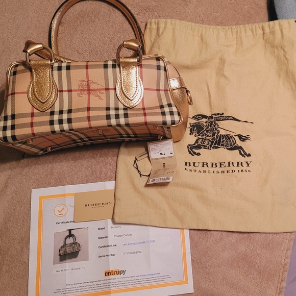 Burberry Prorsum Bennett Gold Coated Canvas Satchel/Boston Bag - Picture 2 of 16